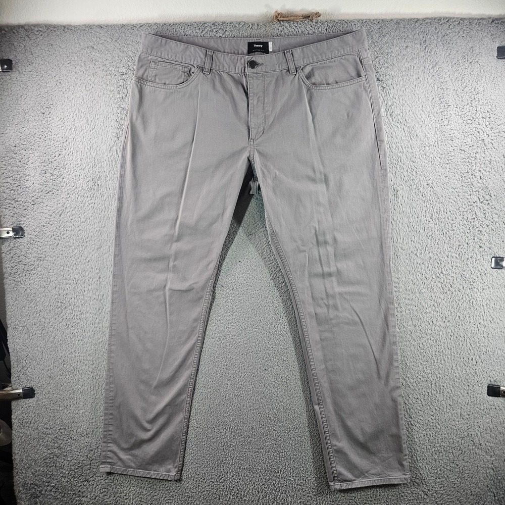 Theory Haydin Straight Slim Fit Gray Pants Mens 40x32 Five Pocket Chino Trousers
